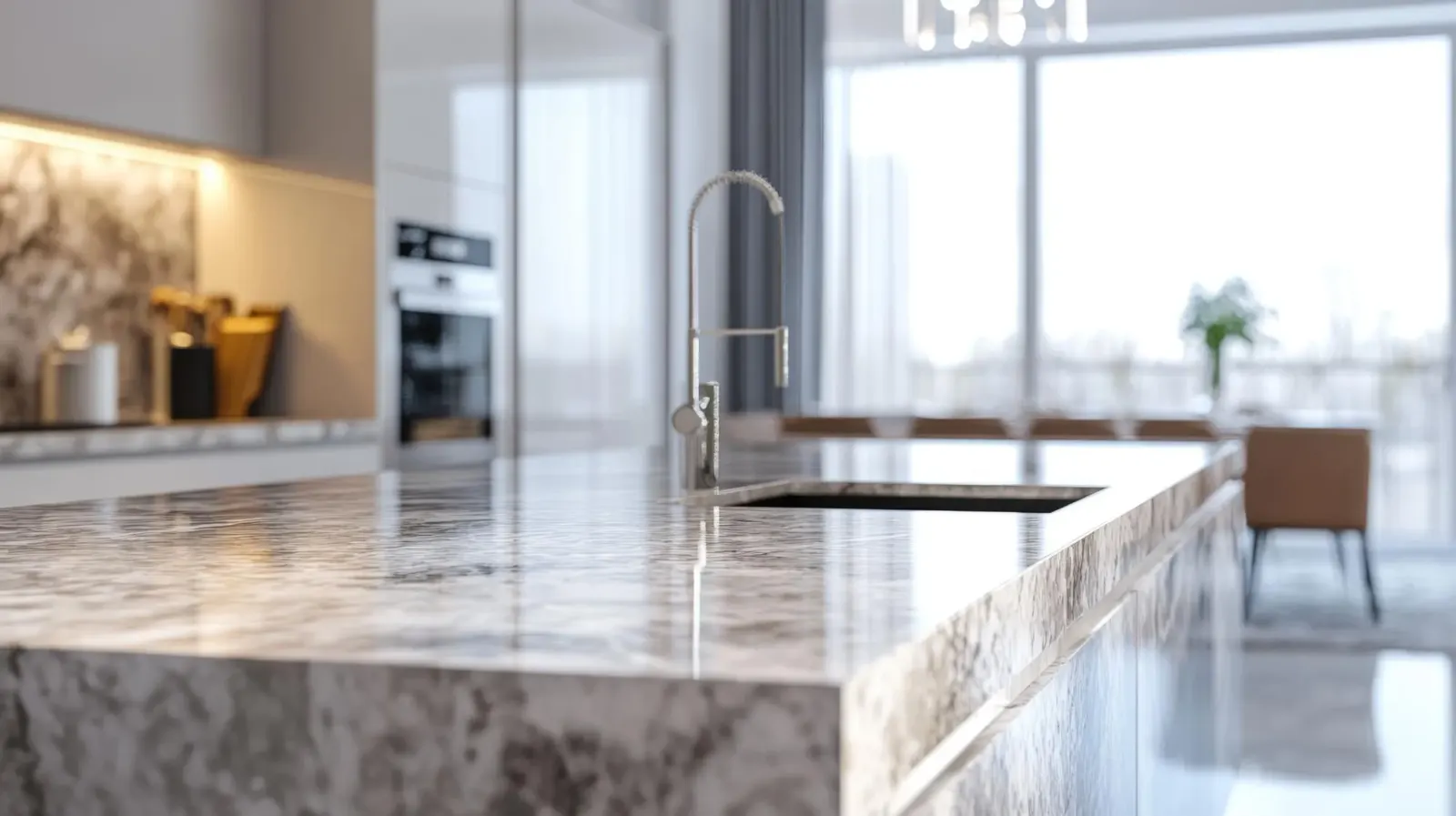 Marble kitchen island countertop — Los Angeles stone restoration service area